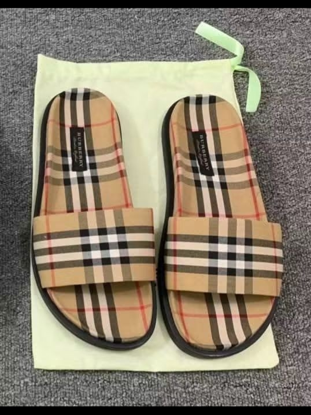 BB Multicolor Vintage Check Fabric Ashmore Flat Slides Size 45 (Unisex)